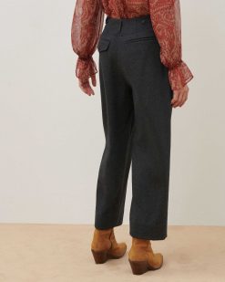 Pantalons | Comptoir des Cotonniers Peggy - Pantalon Carrot En Laine M Lang E Solid Dark Grey