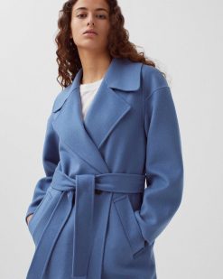 Vestes / Manteaux | Comptoir des Cotonniers Manteau Double Face Laine Et Cachemire Lt Blue Infinity