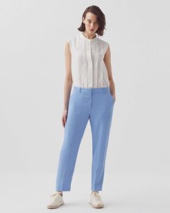 Pantalons | Comptoir des Cotonniers Marguerite - Pantalon Cigarette En Lin Bel Air Blue