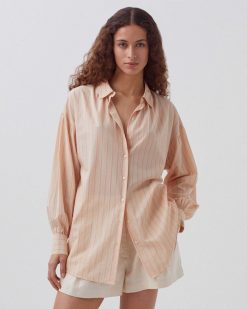 Tops / Blouses / Chemises | Comptoir des Cotonniers Chemise Tunique En Coton Apricot Stripe