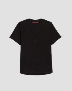 T-Shirts / D Bardeurs | Comptoir des Cotonniers Sarah - T-Shirt Col V En Lin Black Beauty