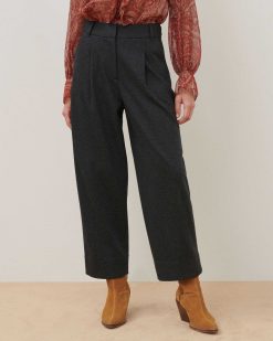 Pantalons | Comptoir des Cotonniers Peggy - Pantalon Carrot En Laine M Lang E Solid Dark Grey