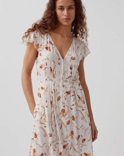 Robes / Combinaisons | Comptoir des Cotonniers Ludivine - Robe Imprim E Fluide Delicate Fl Natural