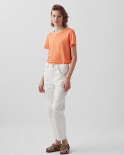 T-Shirts / D Bardeurs | Comptoir des Cotonniers Amandine - T-Shirt Col Rond En Lin Solid Corail Orange