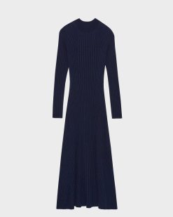 Robes / Combinaisons | Comptoir des Cotonniers Robe Longue En Laine M Rinos Navy Knit