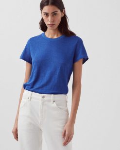 T-Shirts / D Bardeurs | Comptoir des Cotonniers Amandine - T-Shirt Col Rond En Lin Sodalite Blue