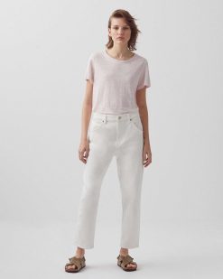 T-Shirts / D Bardeurs | Comptoir des Cotonniers Amandine - T-Shirt Col Rond En Lin Pink Marshmallow