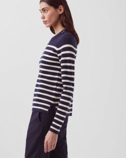 Maille | Comptoir des Cotonniers Maddy - Pull Marin En Laine M Rinos Navy Stripes