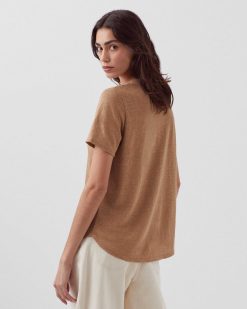 T-Shirts / D Bardeurs | Comptoir des Cotonniers Sarah - T-Shirt Col V En Lin Tiger Eye