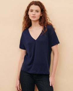 T-Shirts / D Bardeurs | Comptoir des Cotonniers Sarah - T-Shirt En Lin Maritime Blue