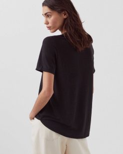 T-Shirts / D Bardeurs | Comptoir des Cotonniers Sarah - T-Shirt Col V En Lin Black Beauty