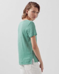 T-Shirts / D Bardeurs | Comptoir des Cotonniers Sarah - T-Shirt Col V En Lin Vert Email