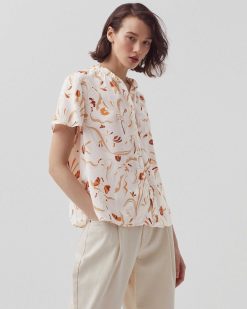 Tops / Blouses / Chemises | Comptoir des Cotonniers Blouse Fluide Manches Courtes Delicate Fl Natural