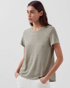 T-Shirts / D Bardeurs | Comptoir des Cotonniers Amandine - T-Shirt Col Rond En Lin Vetiver