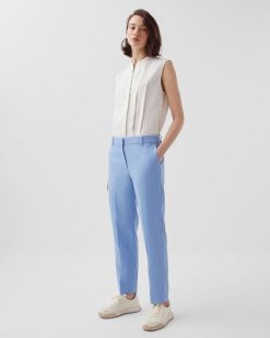 Pantalons | Comptoir des Cotonniers Marguerite - Pantalon Cigarette En Lin Bel Air Blue