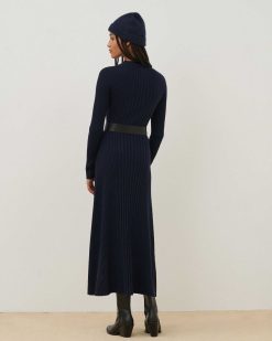 Robes / Combinaisons | Comptoir des Cotonniers Robe Longue En Laine M Rinos Navy Knit