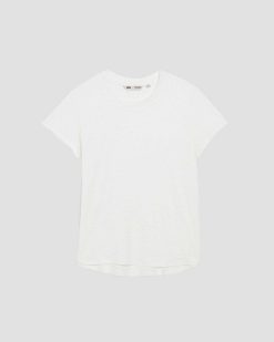 T-Shirts / D Bardeurs | Comptoir des Cotonniers Amandine - T-Shirt Col Rond En Lin Brillant White