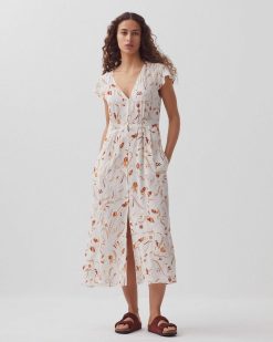 Robes / Combinaisons | Comptoir des Cotonniers Ludivine - Robe Imprim E Fluide Delicate Fl Natural