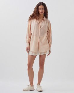 Tops / Blouses / Chemises | Comptoir des Cotonniers Chemise Tunique En Coton Apricot Stripe